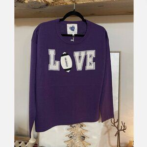 Purple Women’s Love Football Knit Sweater Just Madison NET NEW Size Large